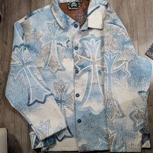 Rebel Vengeance Tapestry All Over Print Jacket Chrome Hearts Cross XL Brand New